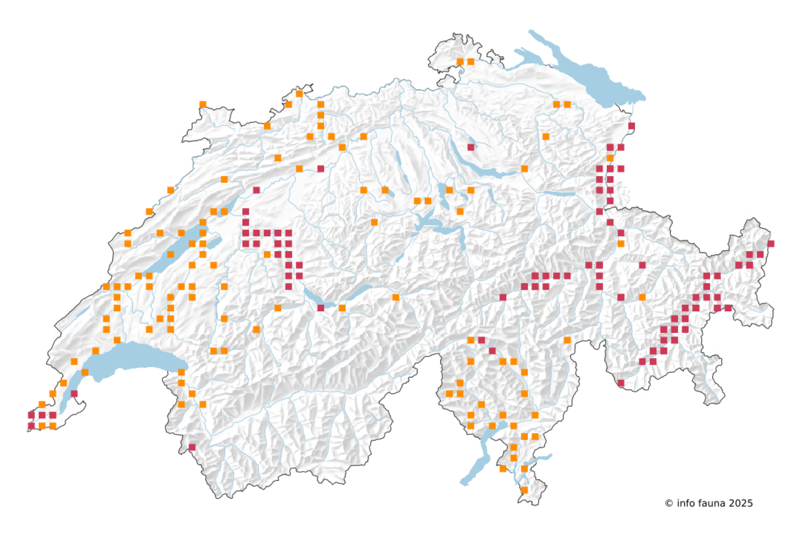 Verbreitungskarte des Fischotters in der Schweiz