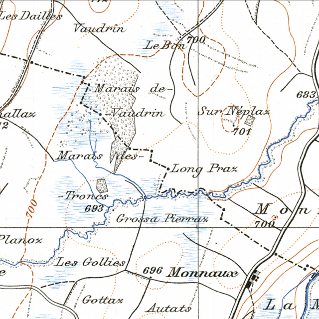 Extrait de carte de "Mollens" de la carte Siegfried