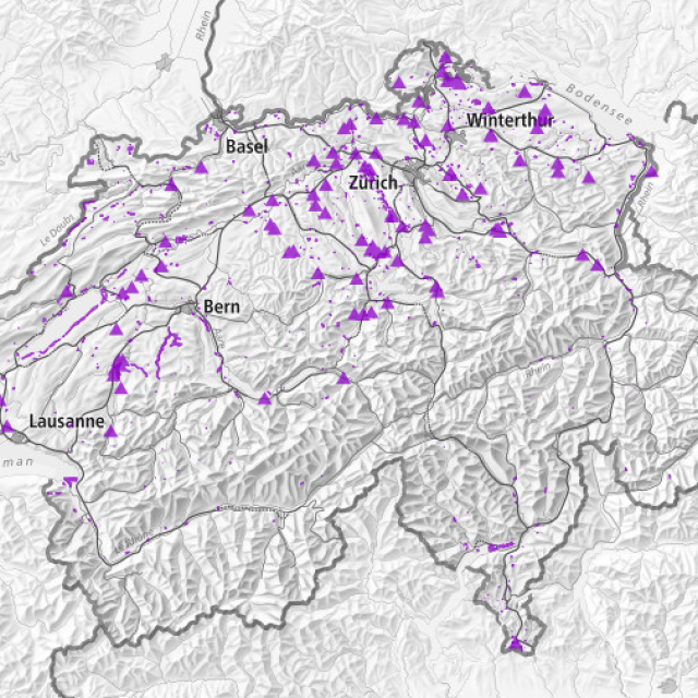 Schweizer Karte mit Lage der IANB-Gebieten